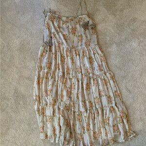 Floral tie shoulder maxi dress